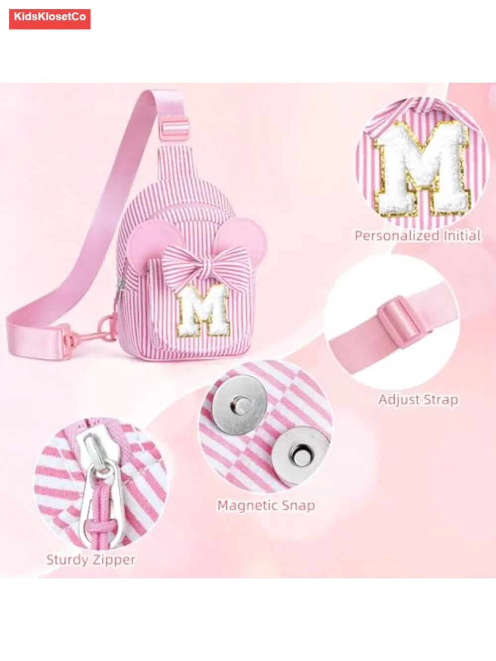Kids Girls Initial Crossbody Sling Bag Belt Purse Gift